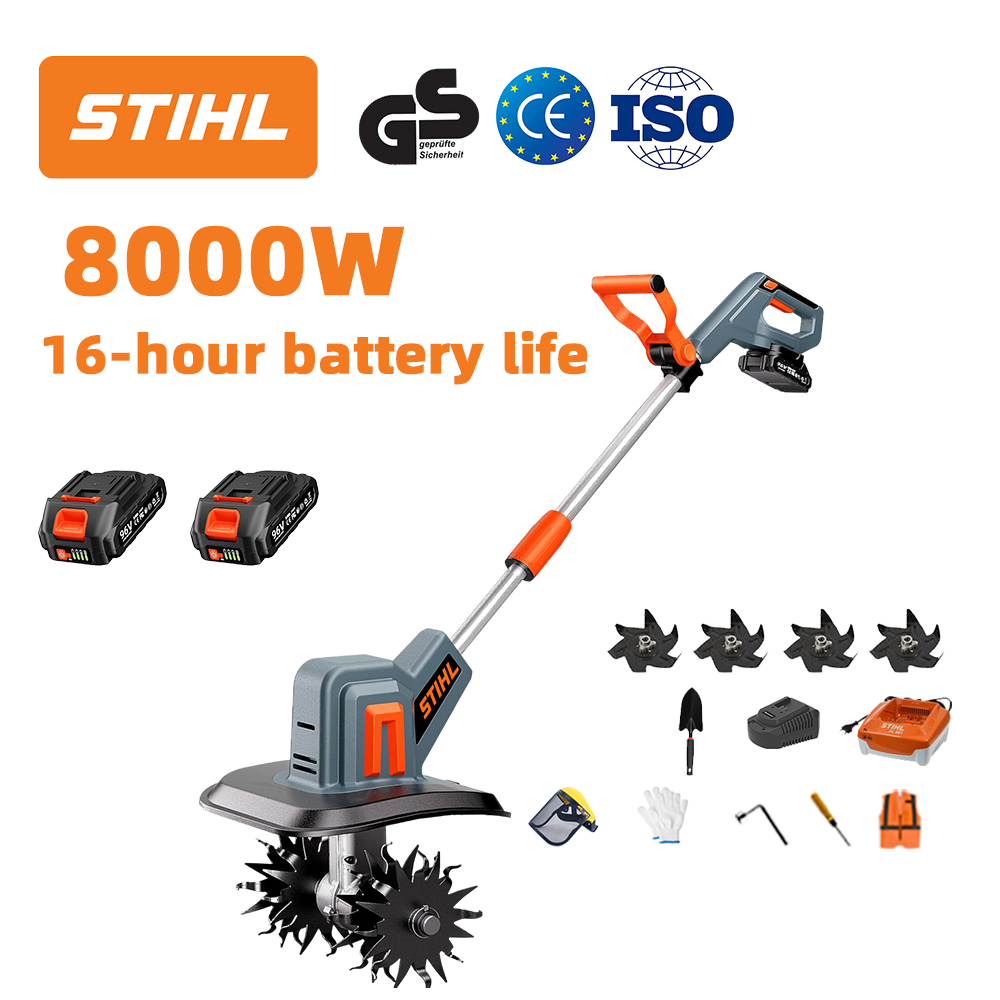 (Trajanje baterije: 16 sati) Plug od 8000 W + litijeva baterija od 96 V * 2 + brzi punjač * 1 + lopata * 1 + oštrica pluga * 4 + razni pribor